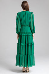 Sienna Cutout Cake Layered Maxi Dress In Green